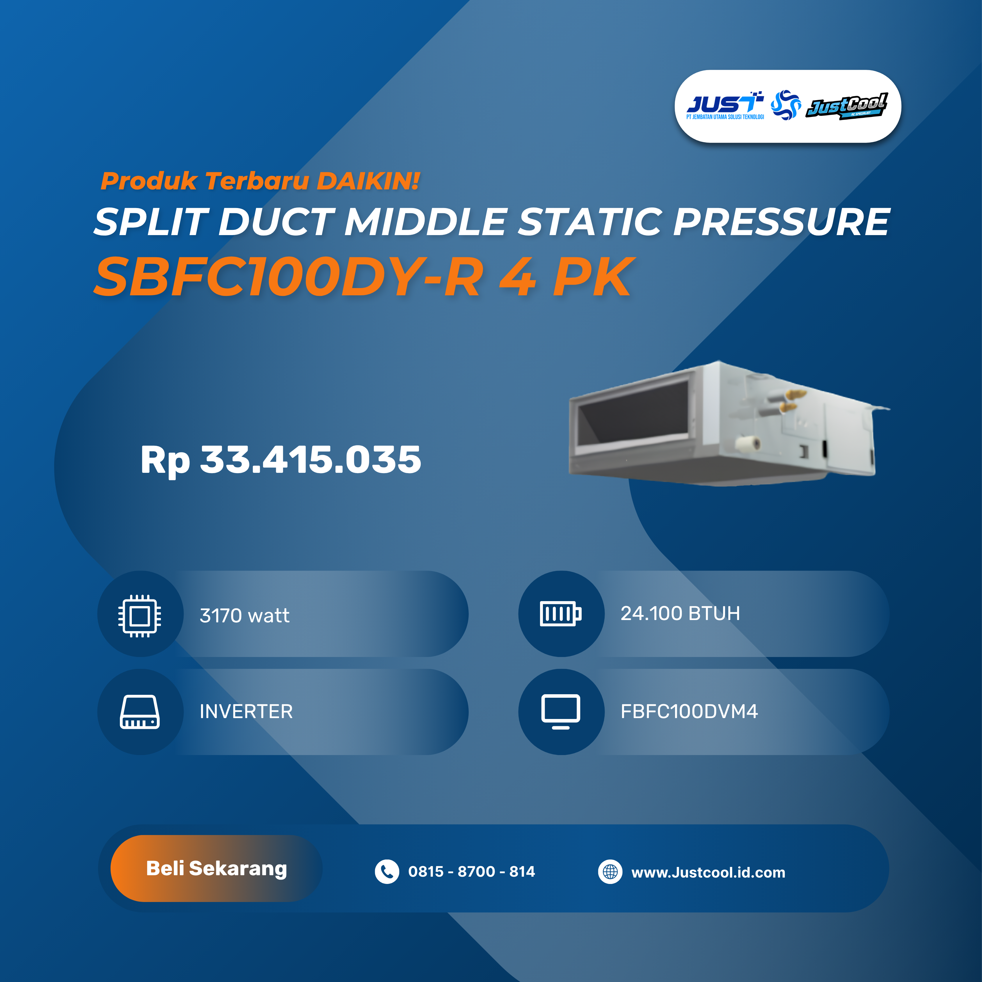 Daikin Split Duct Middle Static Pressure 4 PK