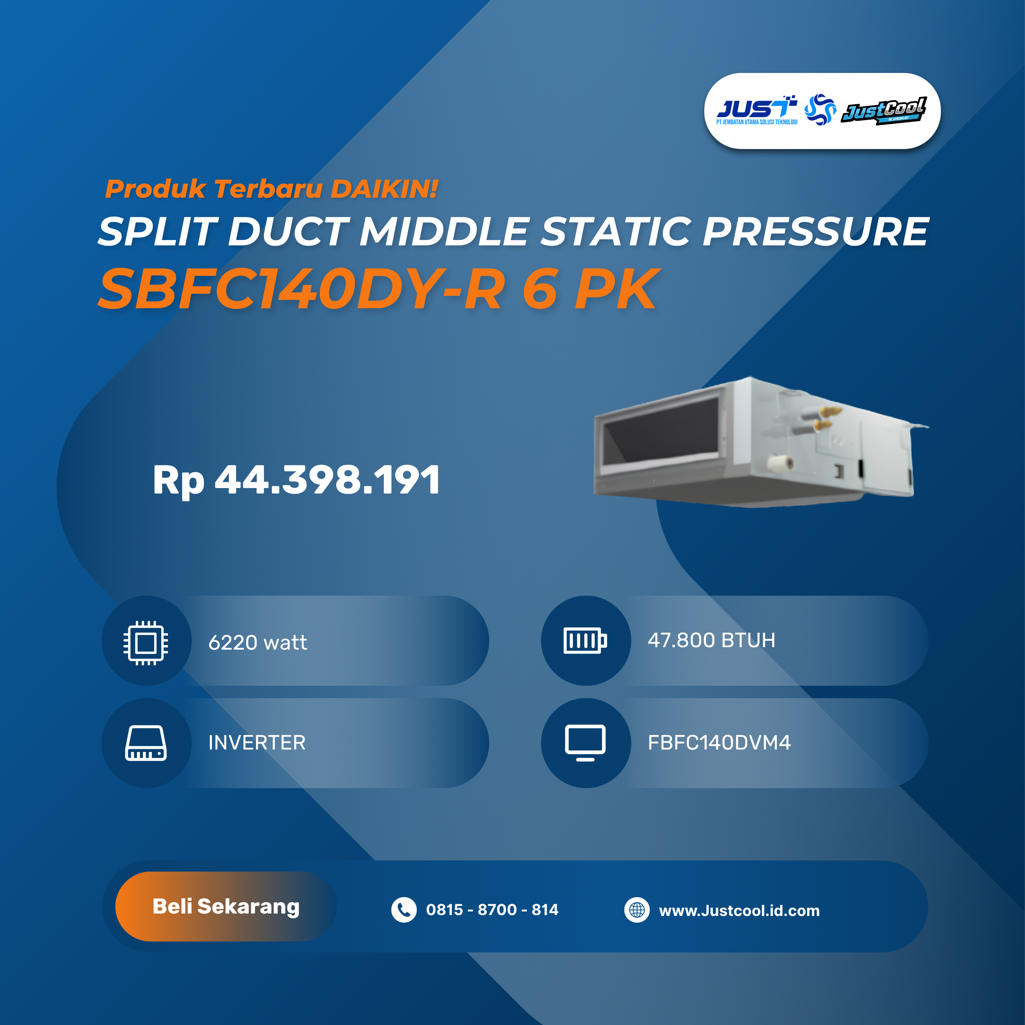 Daikin Split Duct Middle Static Pressure 6 PK