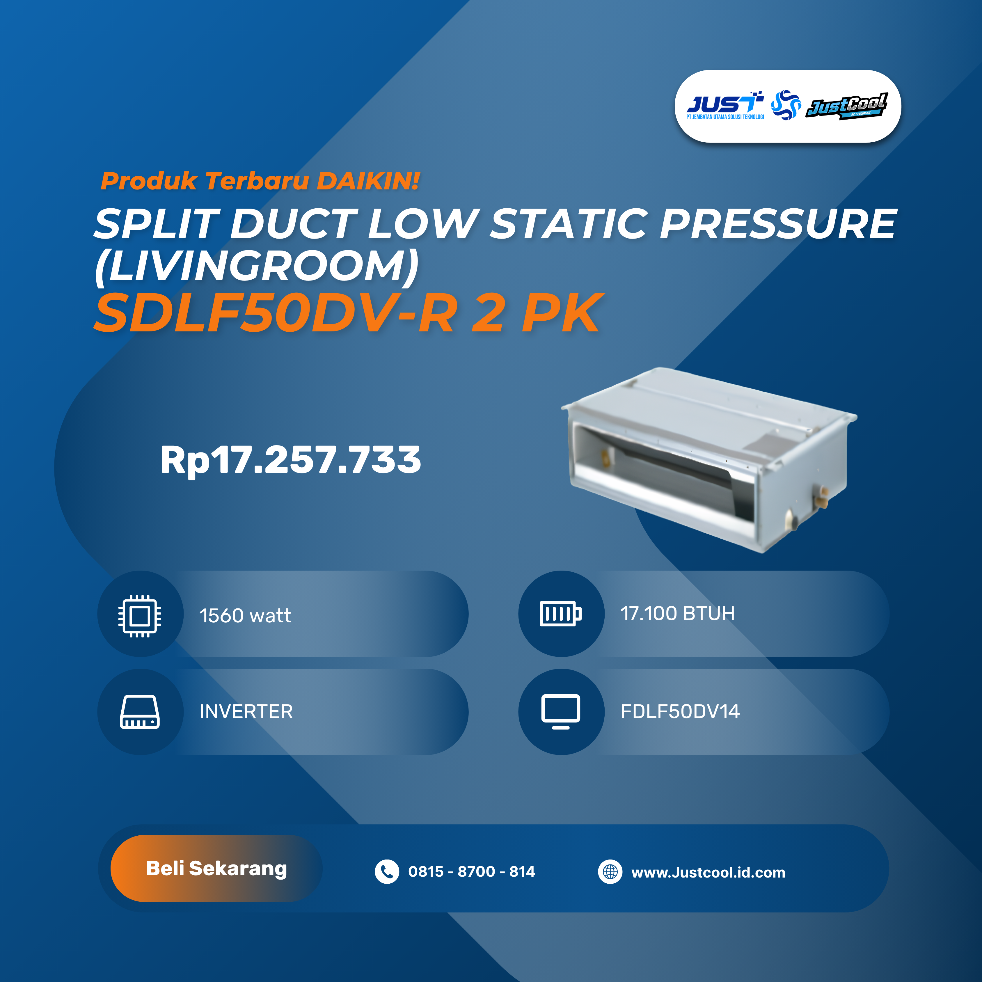 Daikin Split Duct Low Static Pressure (Livingroom) 2 PK