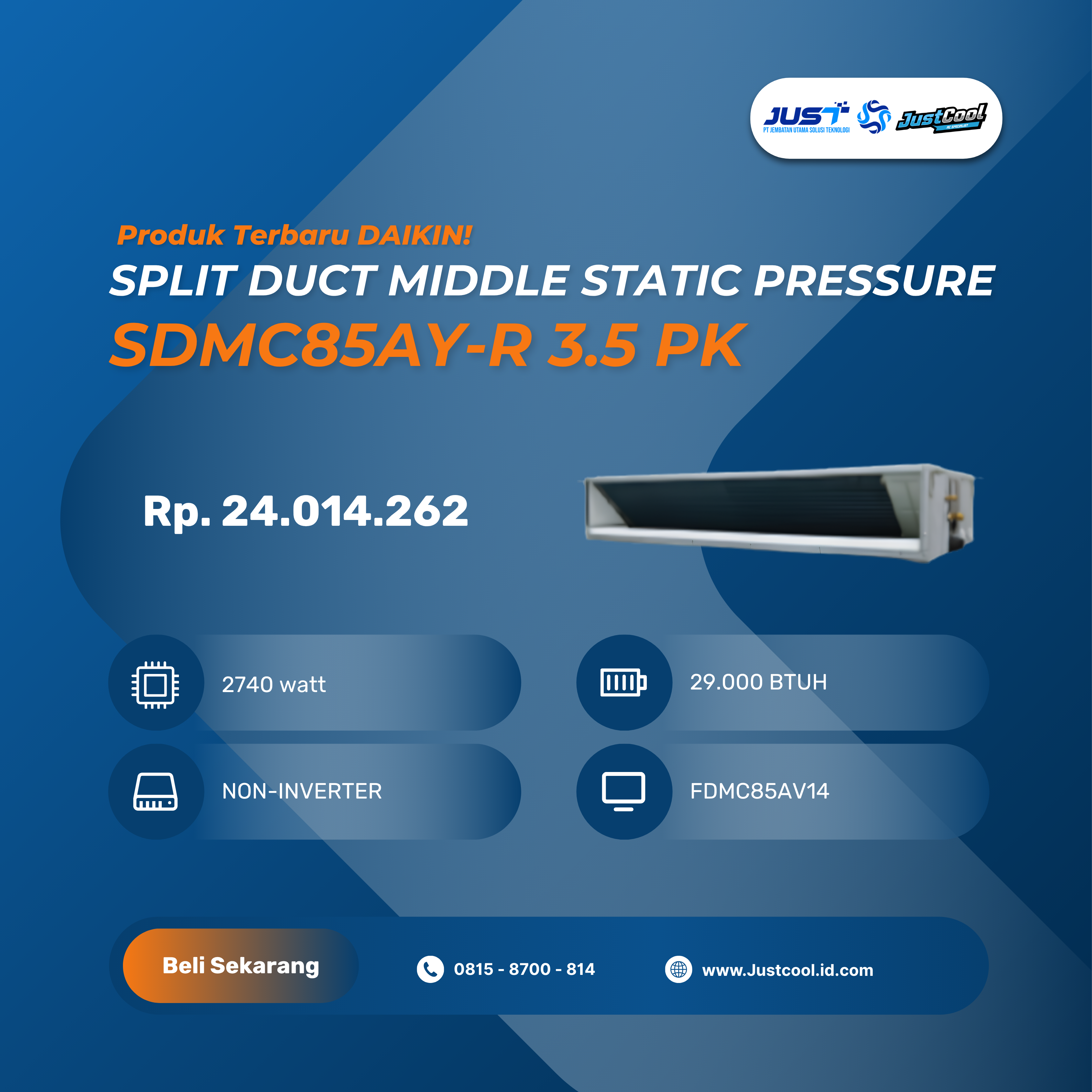 Daikin Split Duct Middle Static Pressure 3.5 PK