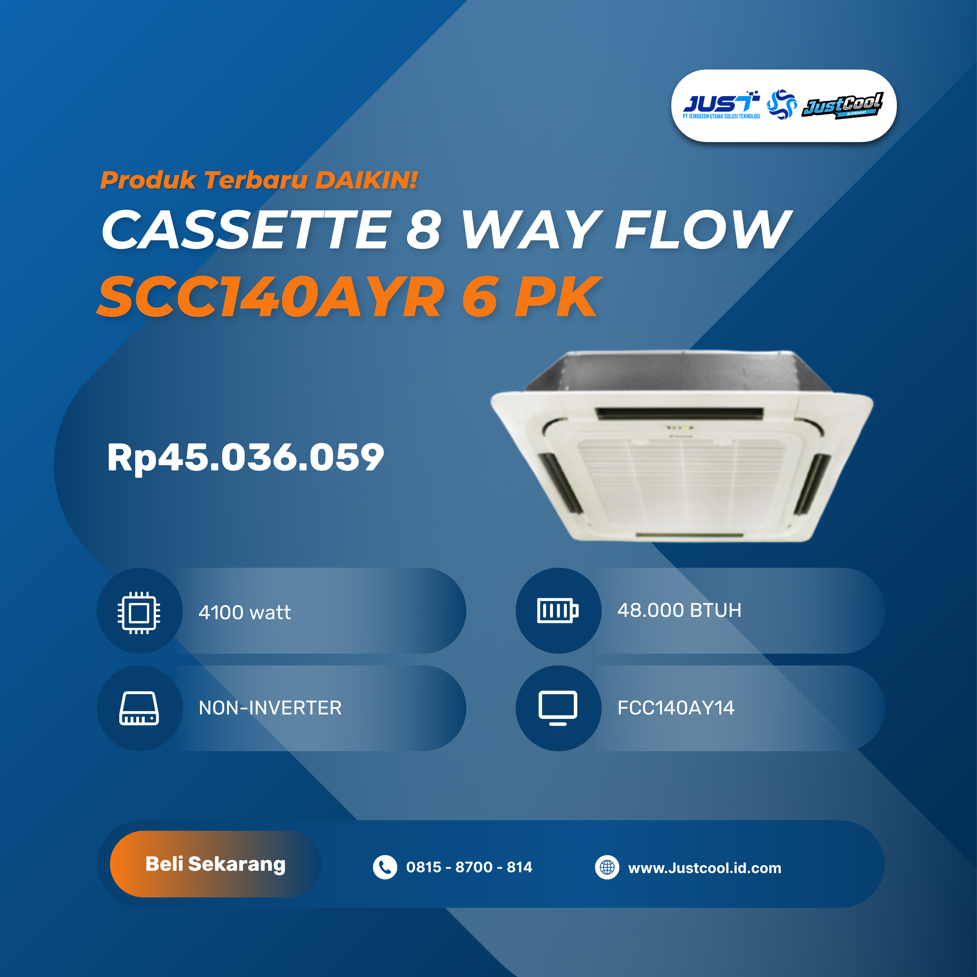 Daikin Cassette 8 Way Flow SCC140AYR 6 PK