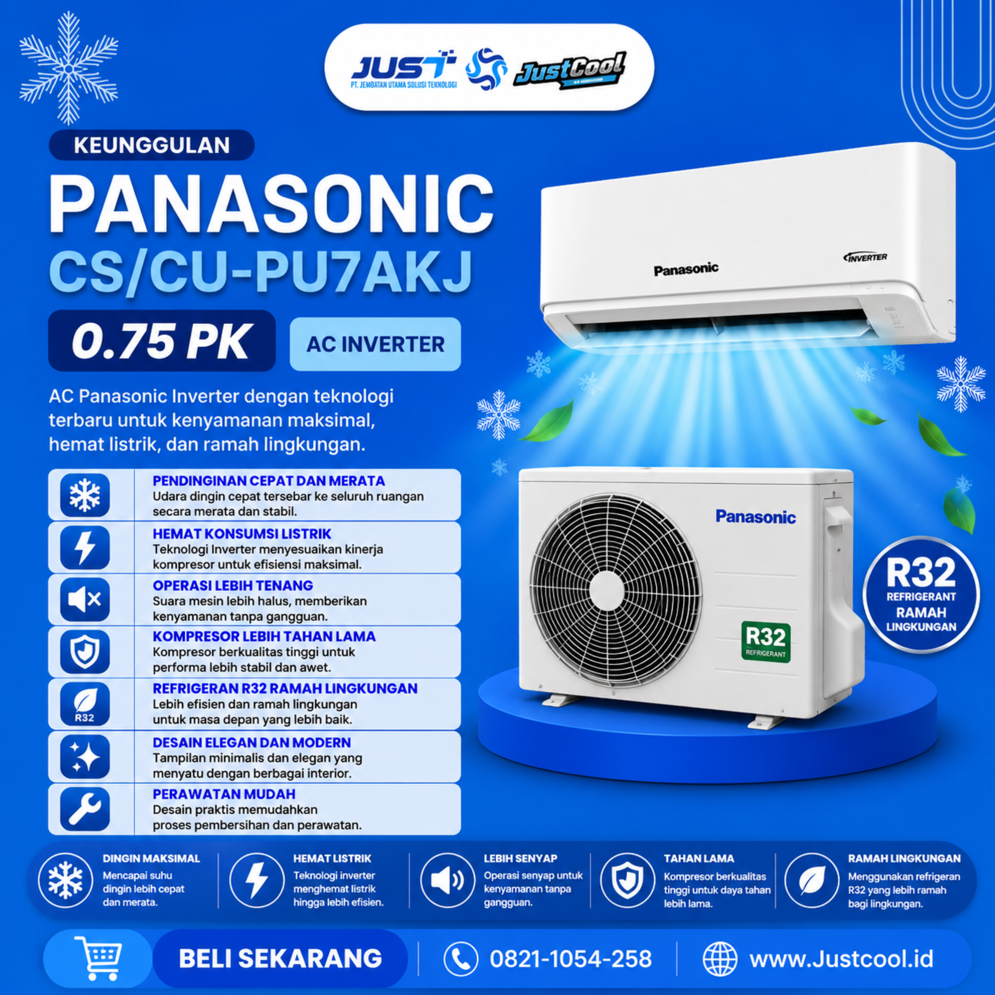 Panasonic Inverter CS/CU 0.75PK 2