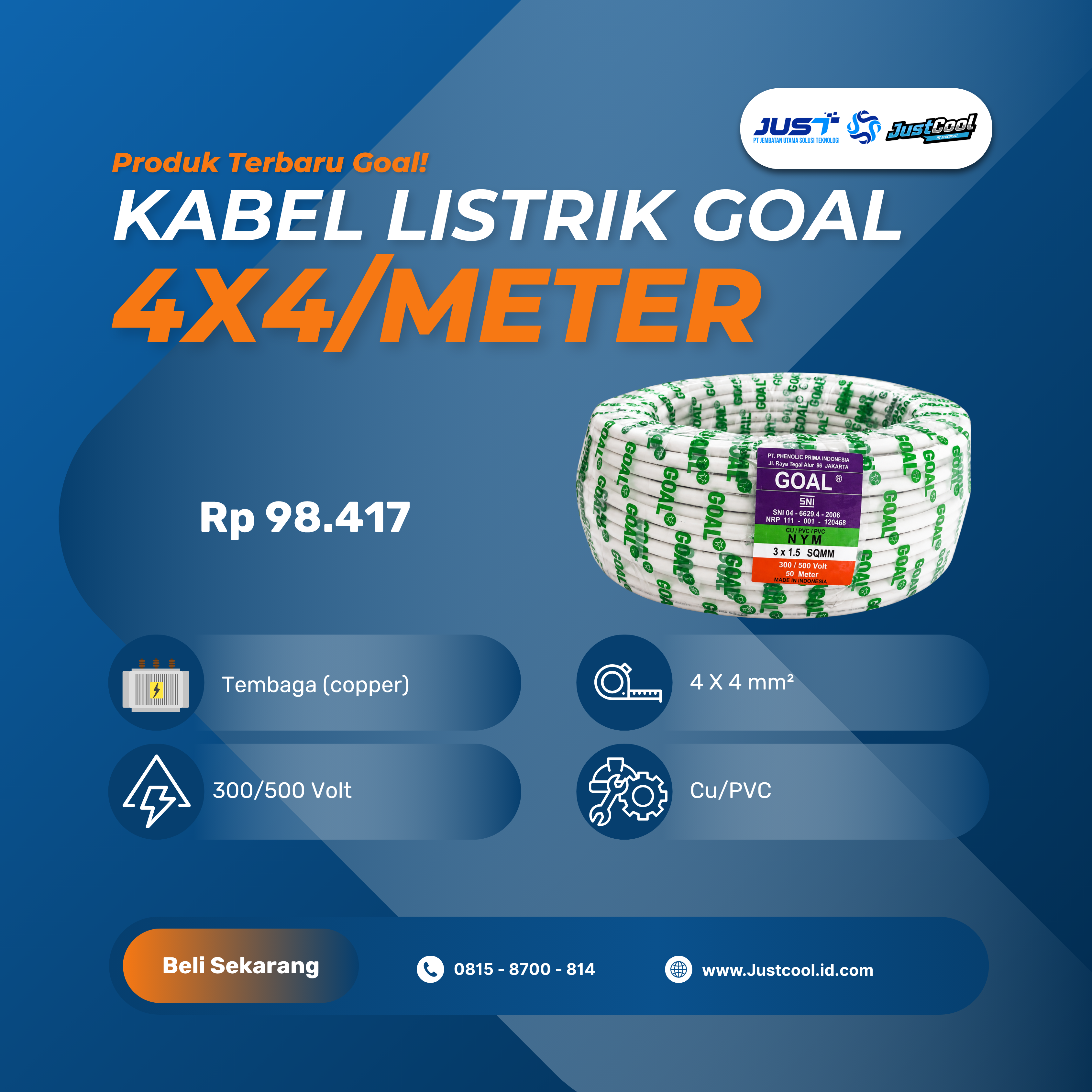 Kabel Listrik Goal 4x4/Meter