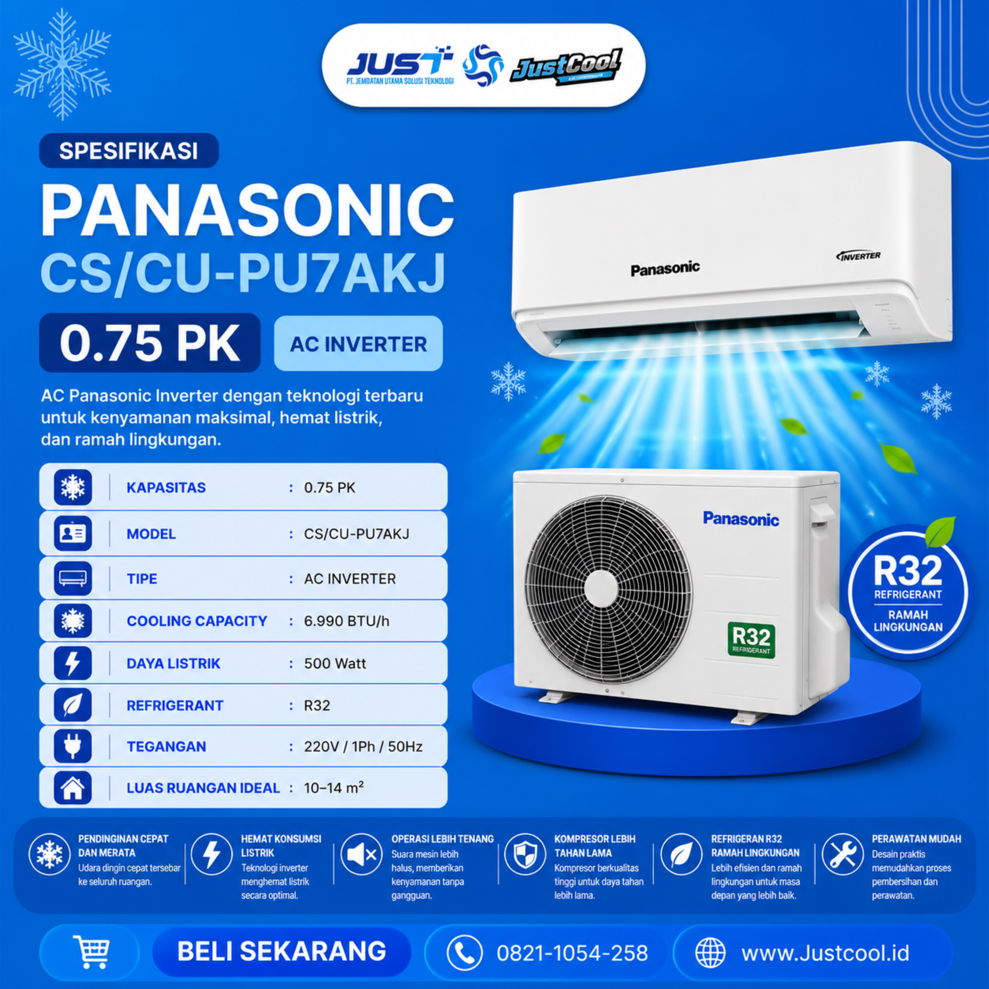 Panasonic Inverter CS/CU 0.75PK 3