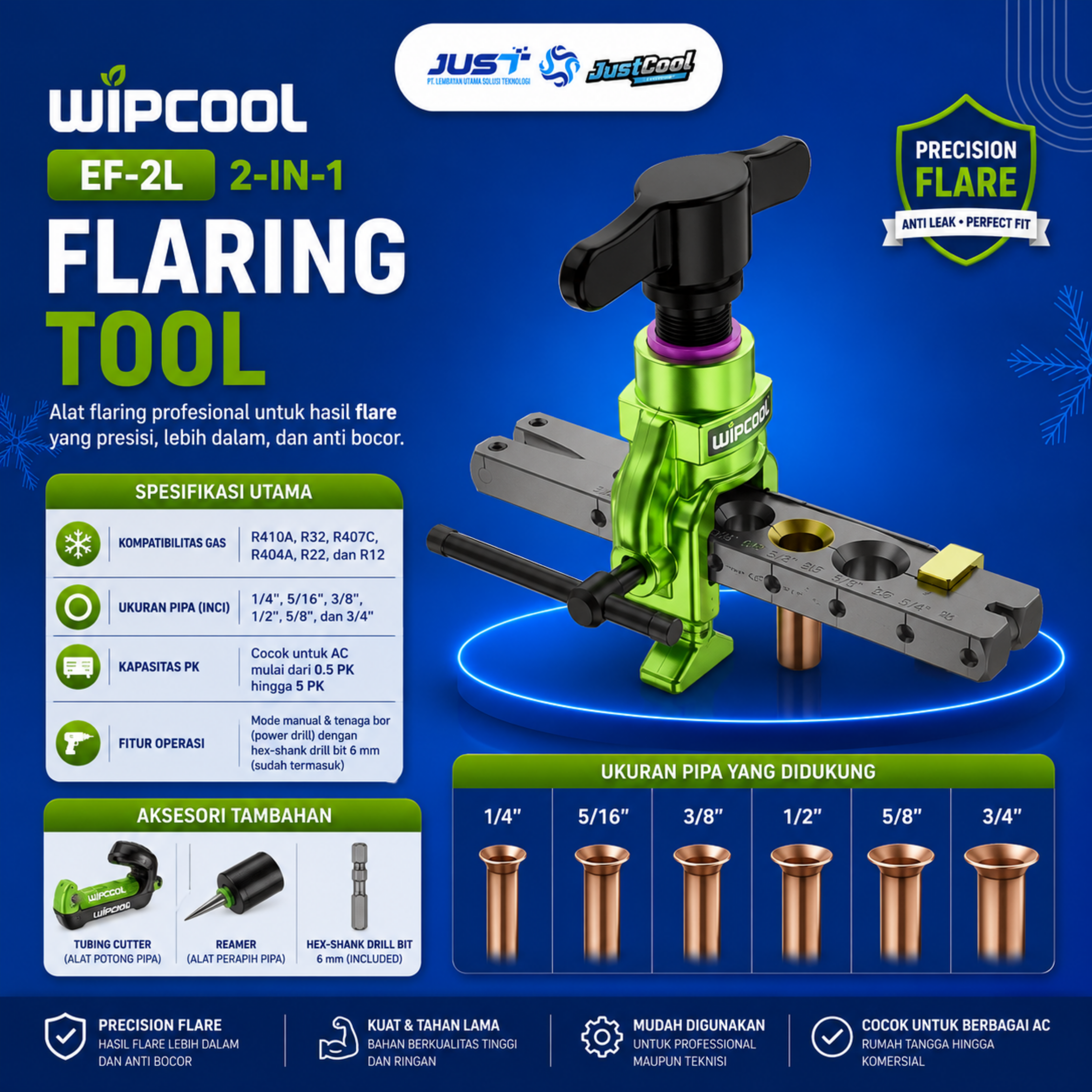 Wipcool Flaring Tool Manual and Power Drive - Model EF-2L 2