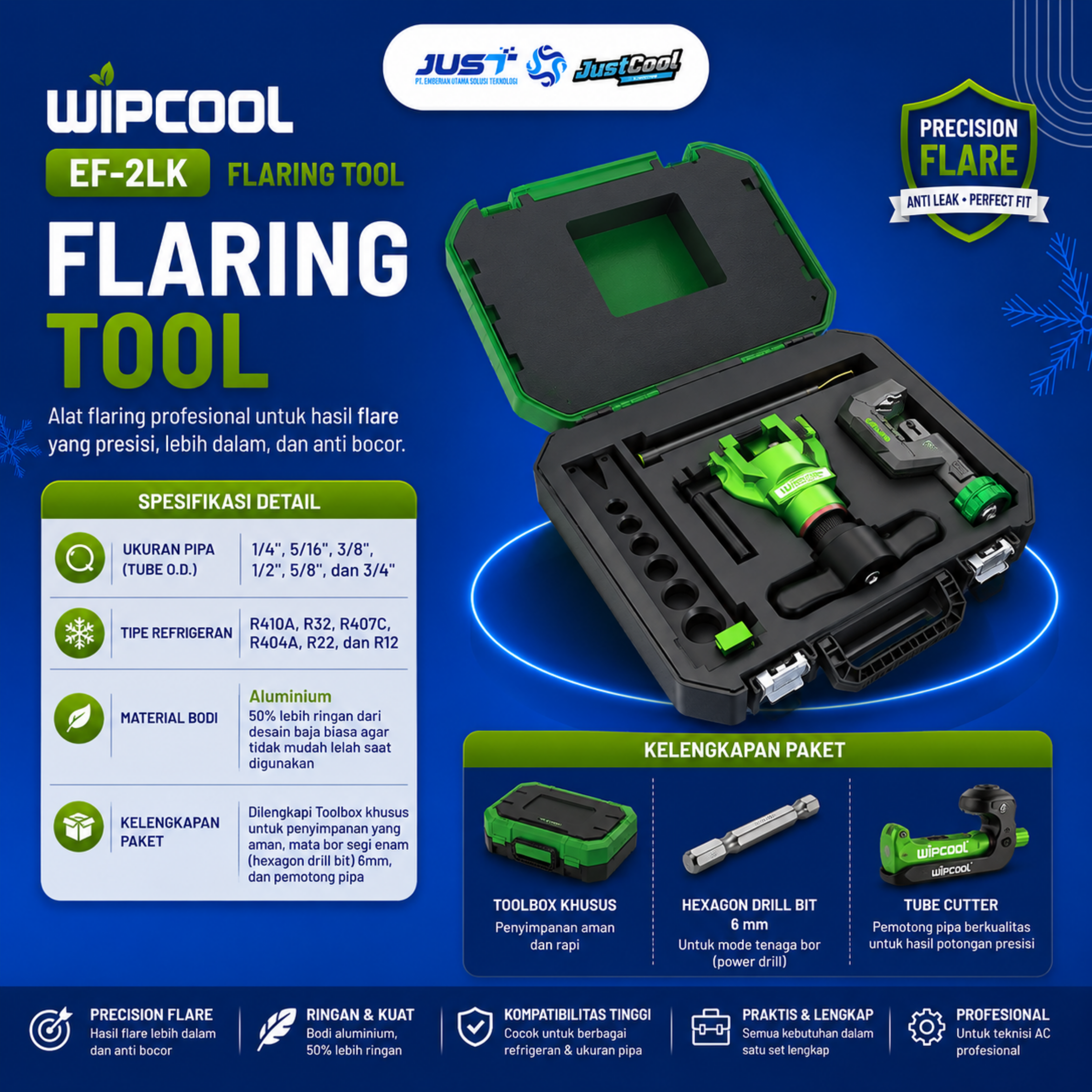 Wipcool Flaring Tool Manual and Power Drive - Model EF-2LK 2