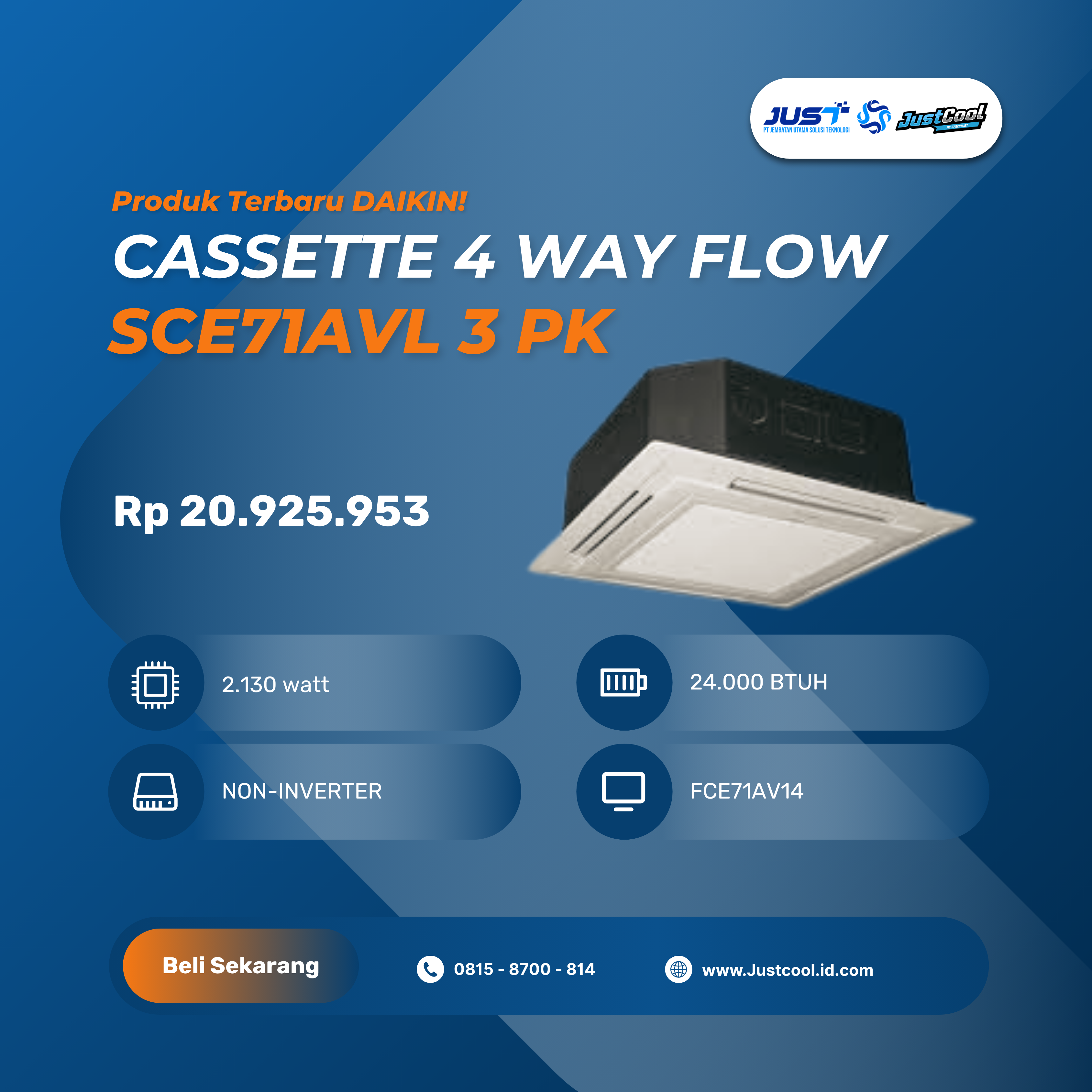 Daikin Cassette 4 Way Flow SCE71AVL 3 PK