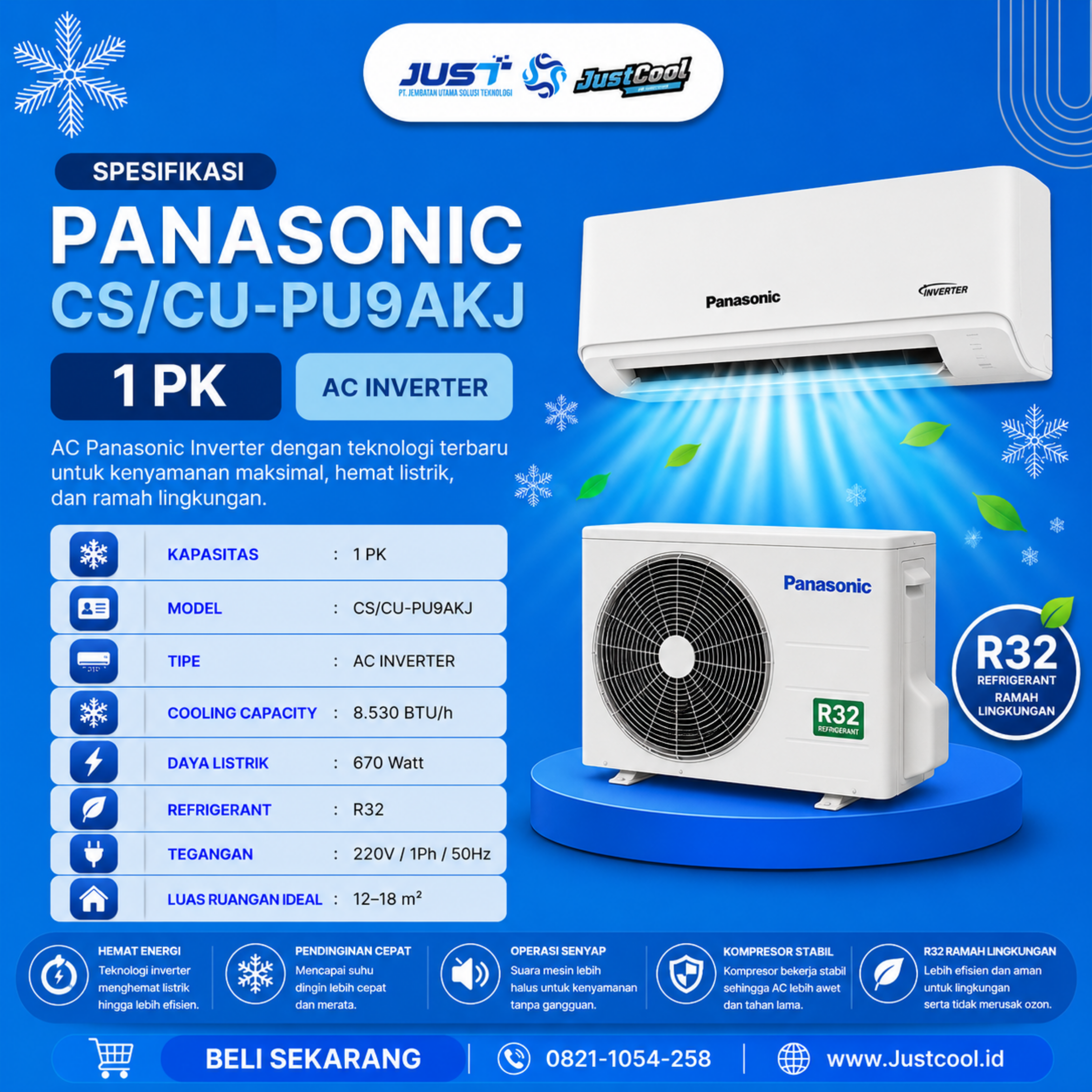 Panasonic Inverter CS/CU 1PK 3