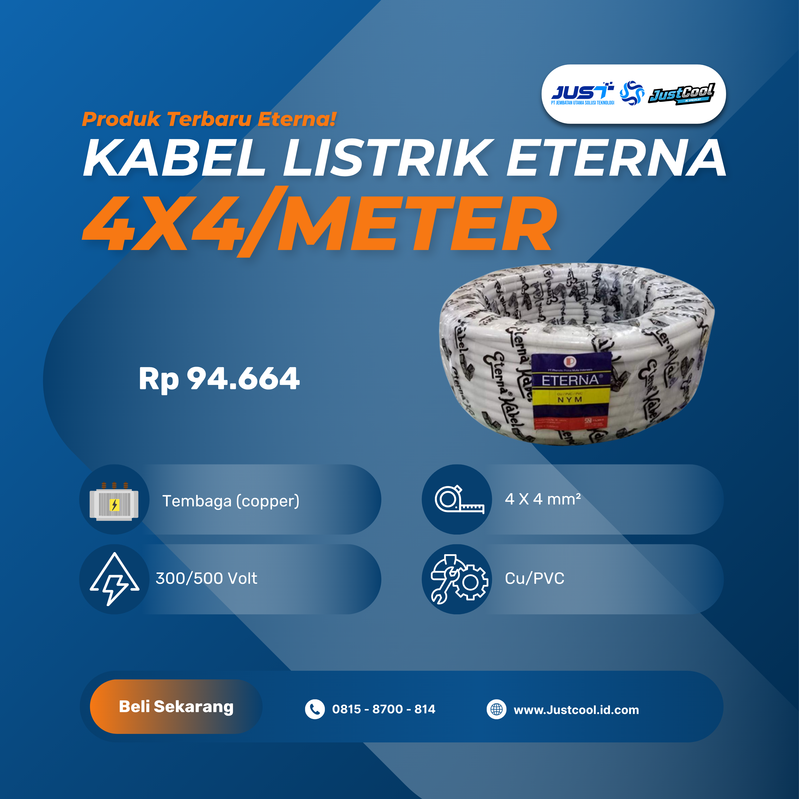 Kabel Listrik Eterna 4x4/Meter