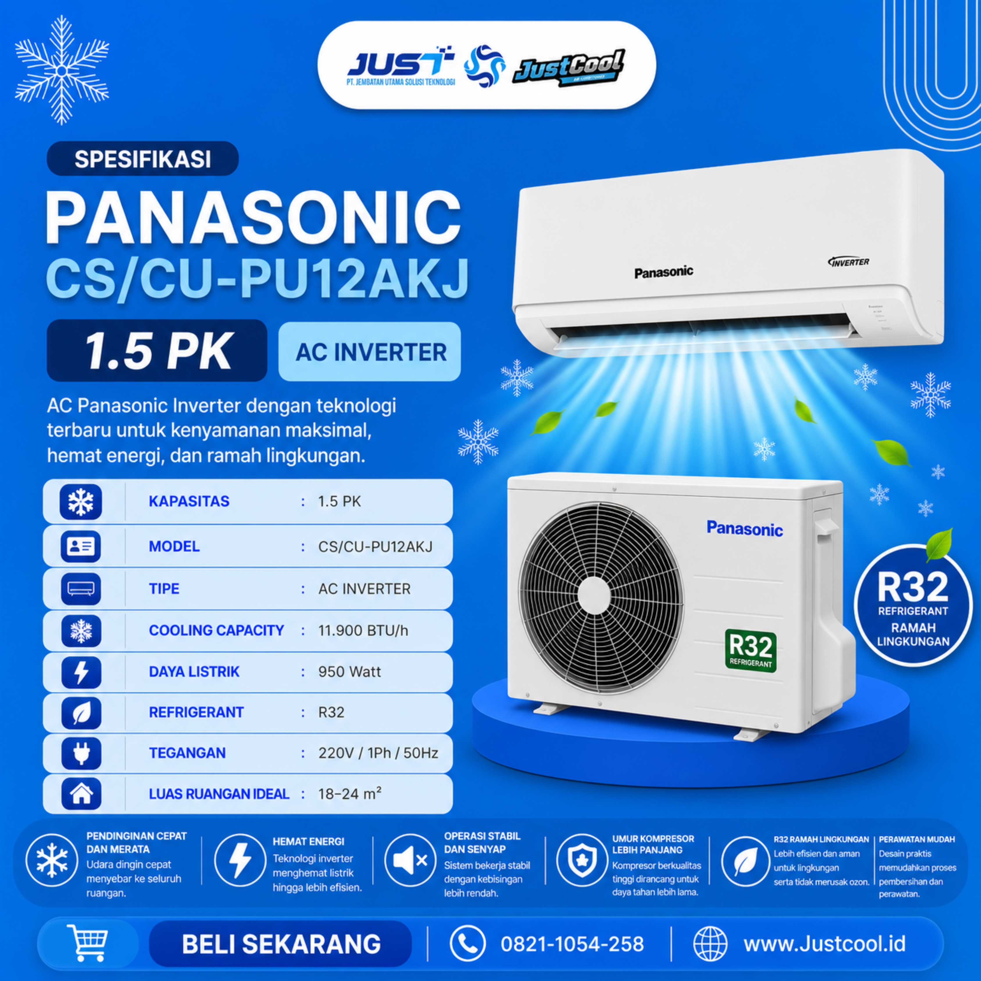 Panasonic Inverter CS/CU 1.5PK 3