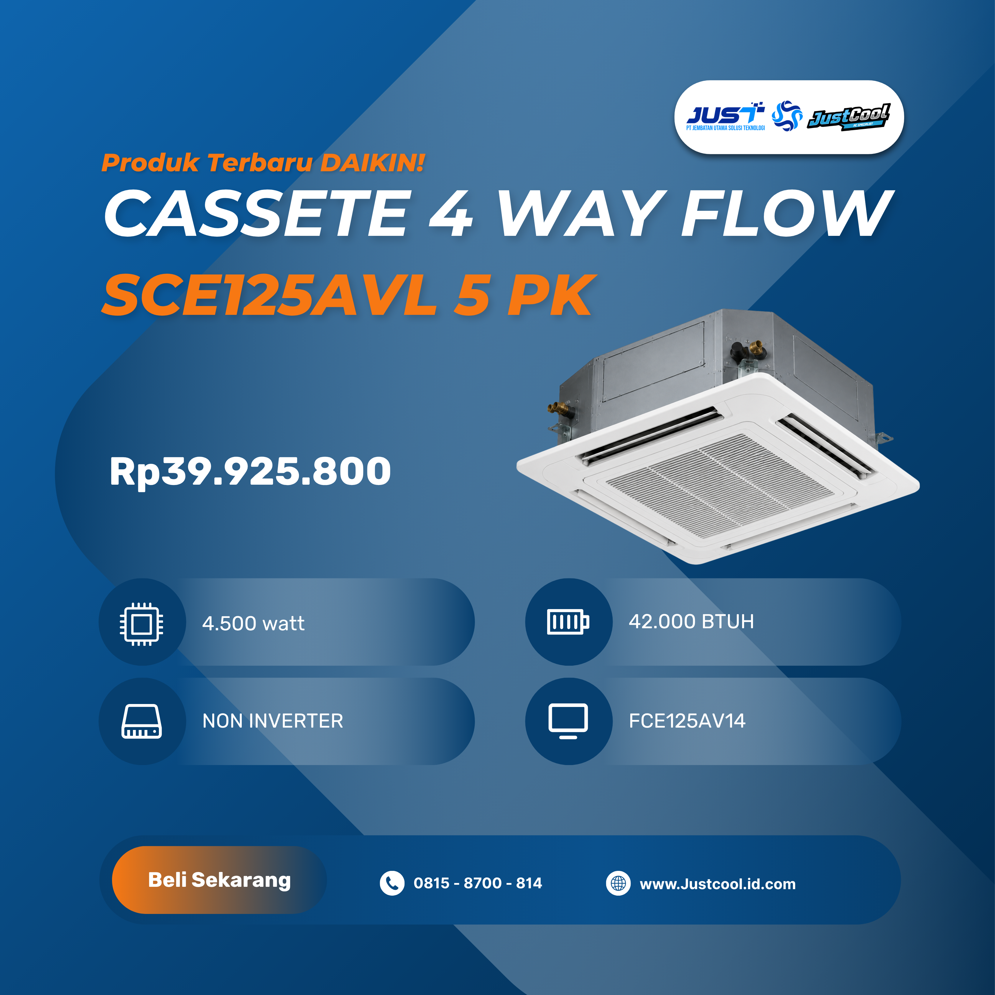 Daikin Cassette 4 Way Flow SCE125AVL 5PK