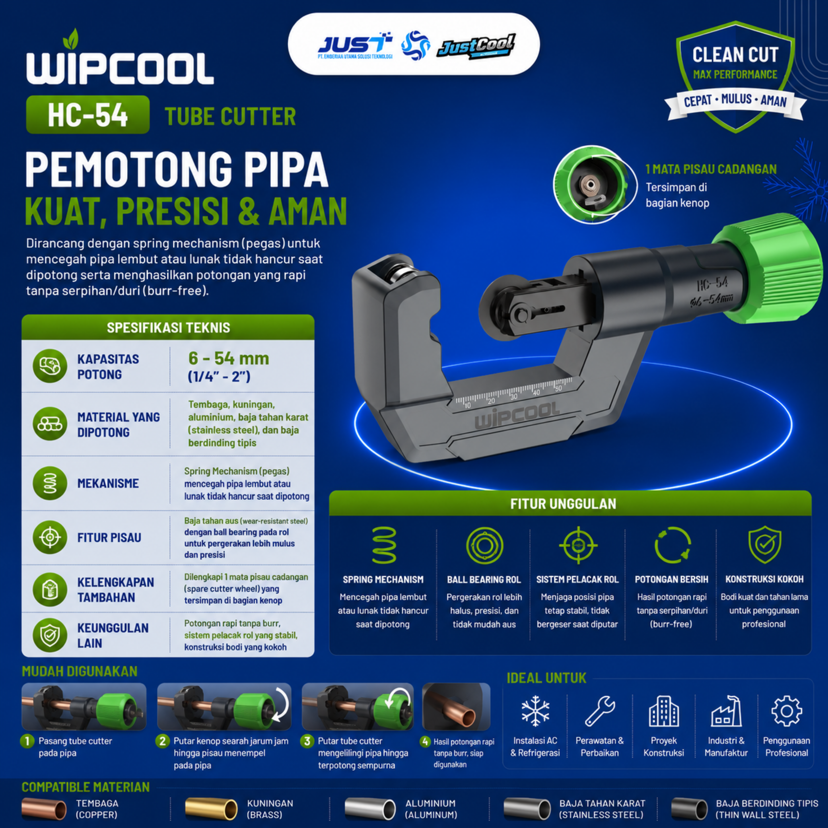 Wipcool Tubbe Cutter 6-54mm - Model HC-54 2