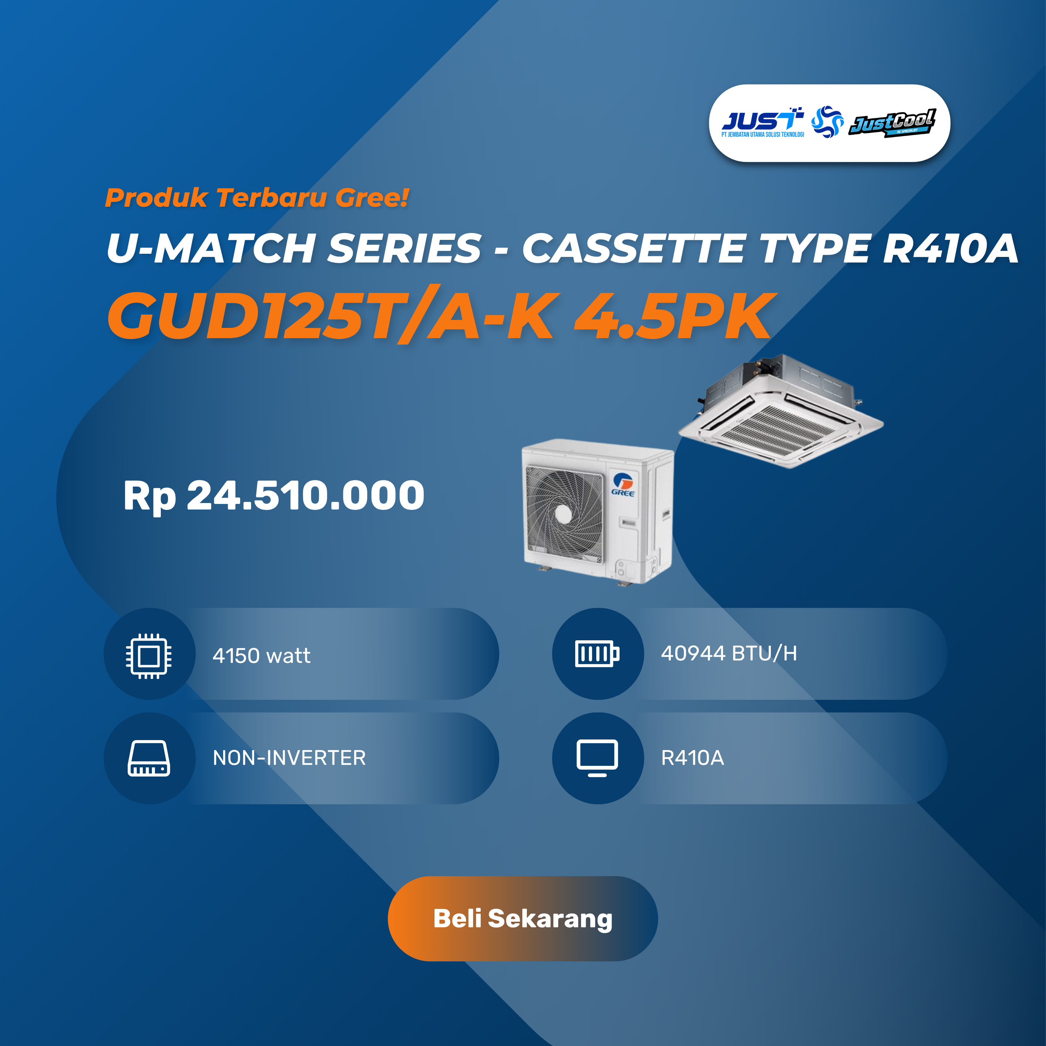 Gree U-Match Series - Cassette Type R410A 4.5PK