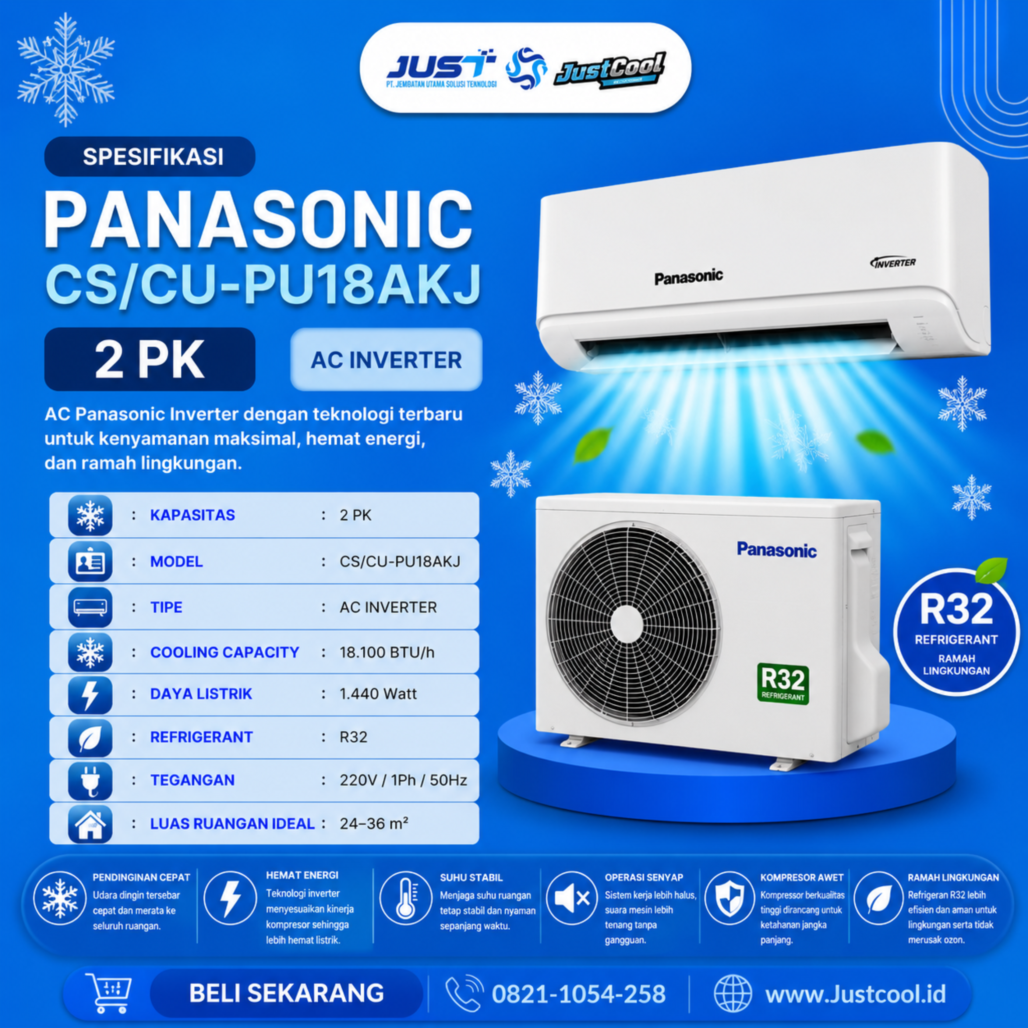 Panasonic Inverter CS/CU 2PK 3