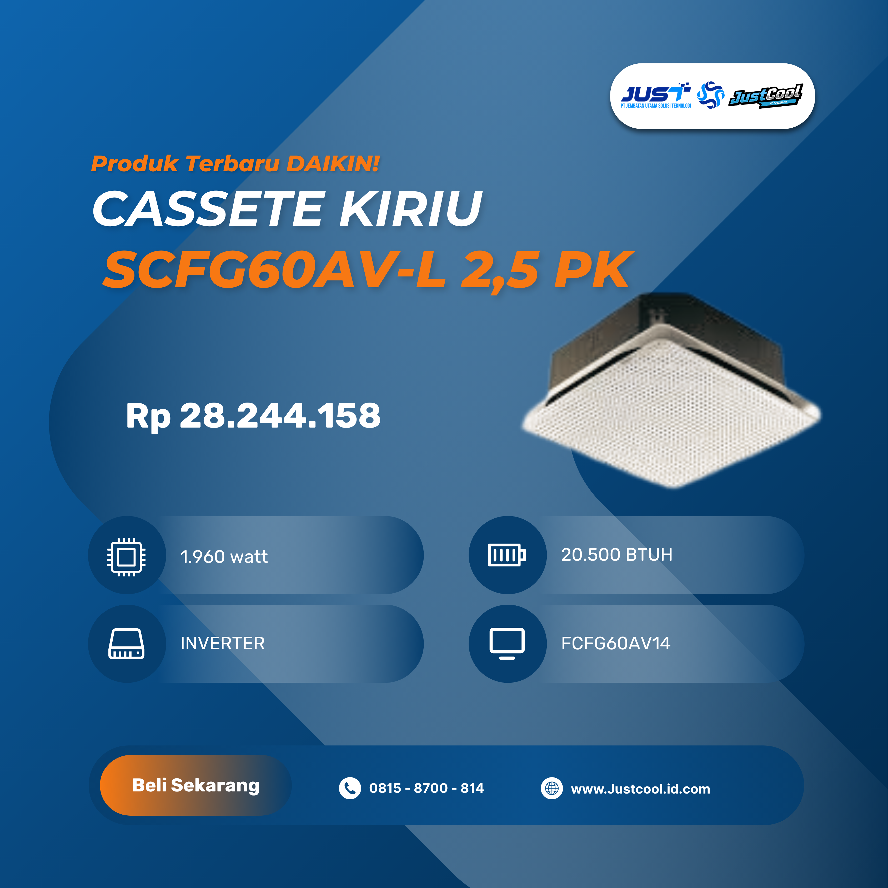 Daikin Cassette Kiriu SCFG60AV-L 2.5 PK 