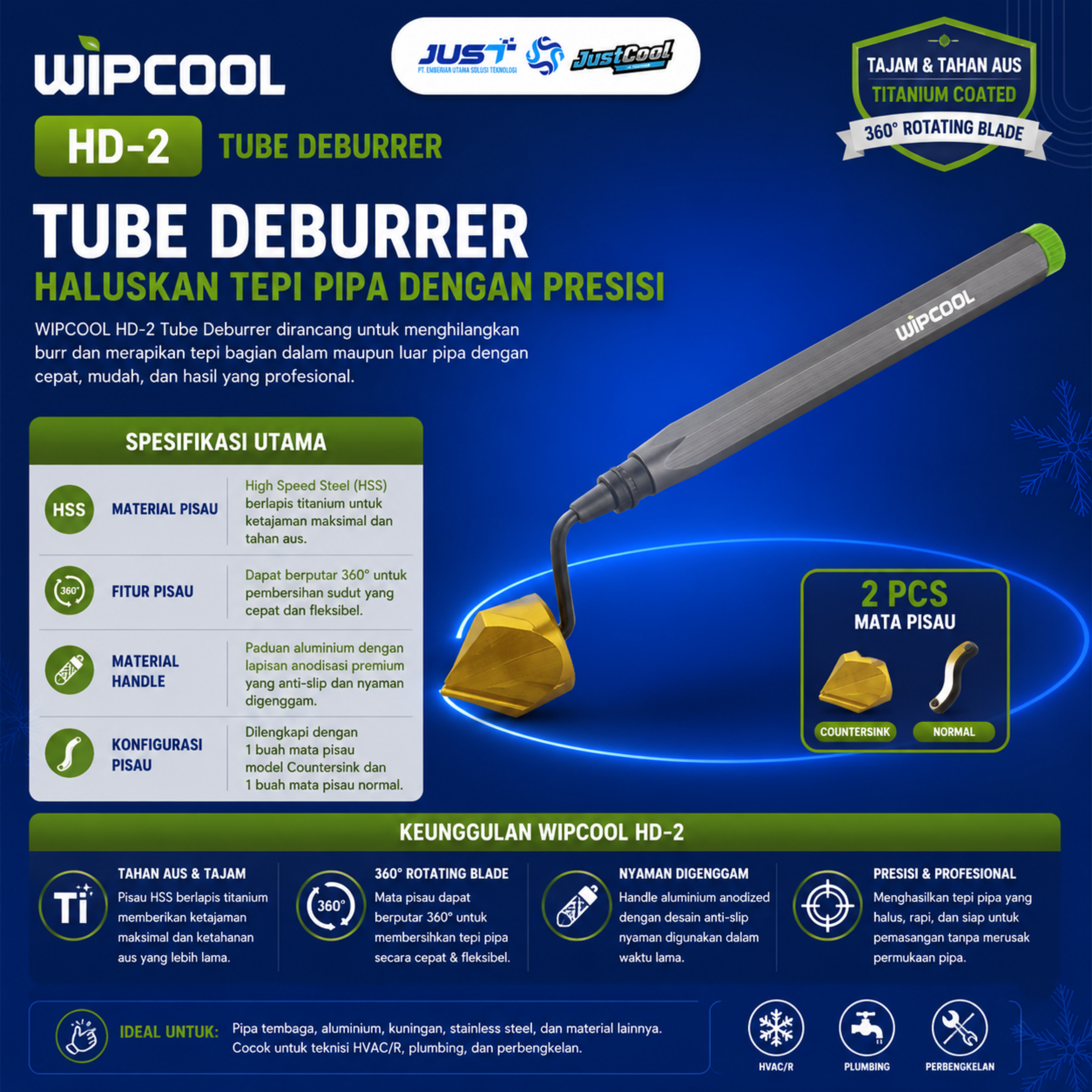 Wipcool Tubbe Deburrer 1 Piece Spare Blade Include - Model HD-2 2
