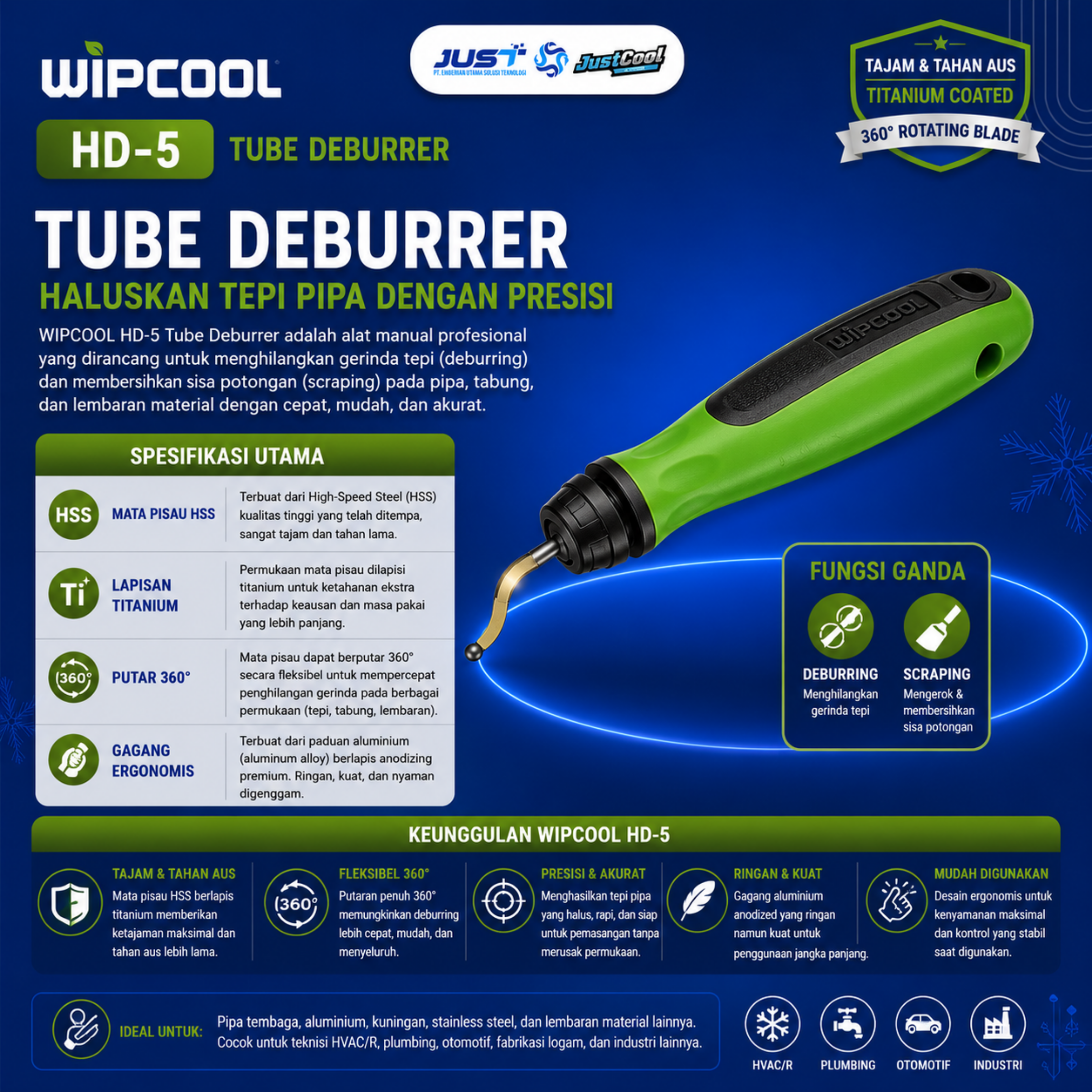 Wipcool Tubbe Deburrer 1 Piece Spare Blade Include - Model HD-5 2