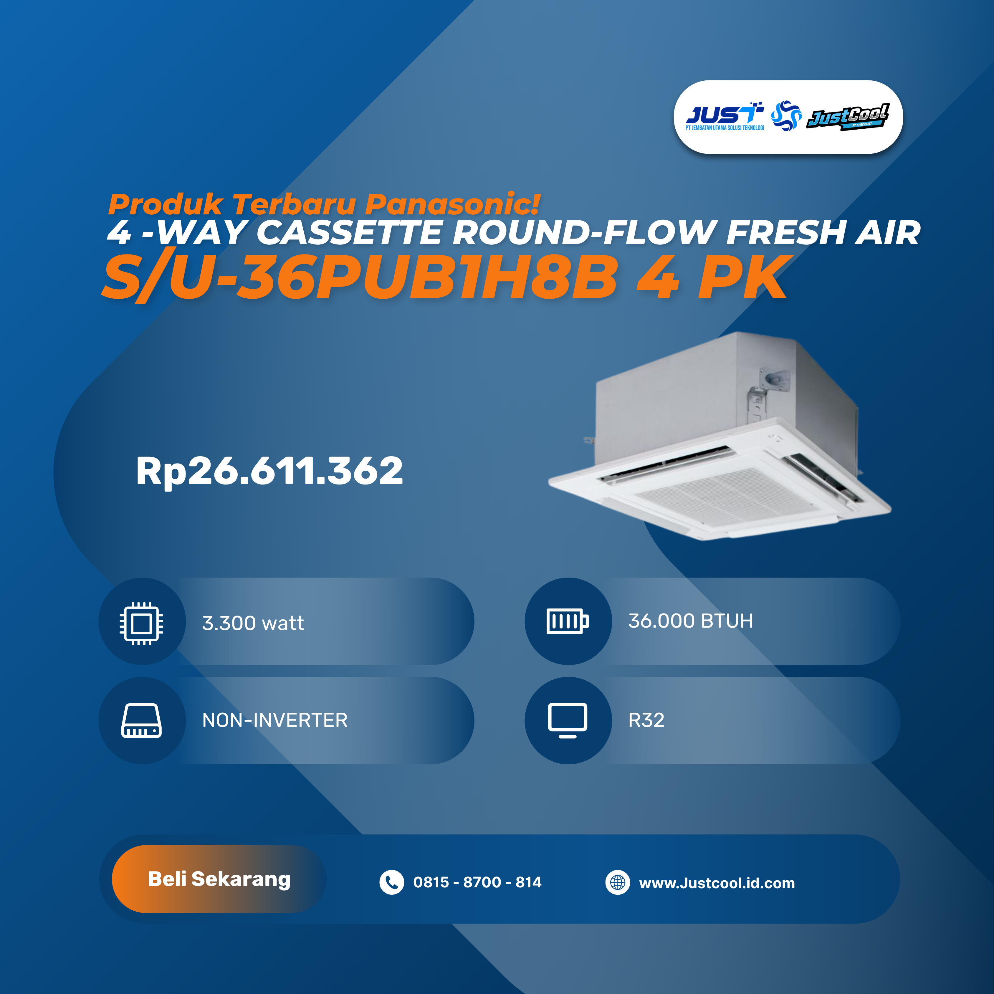 Panasonic 4-Way Cassette Round-Flow Fresh Air 4PK