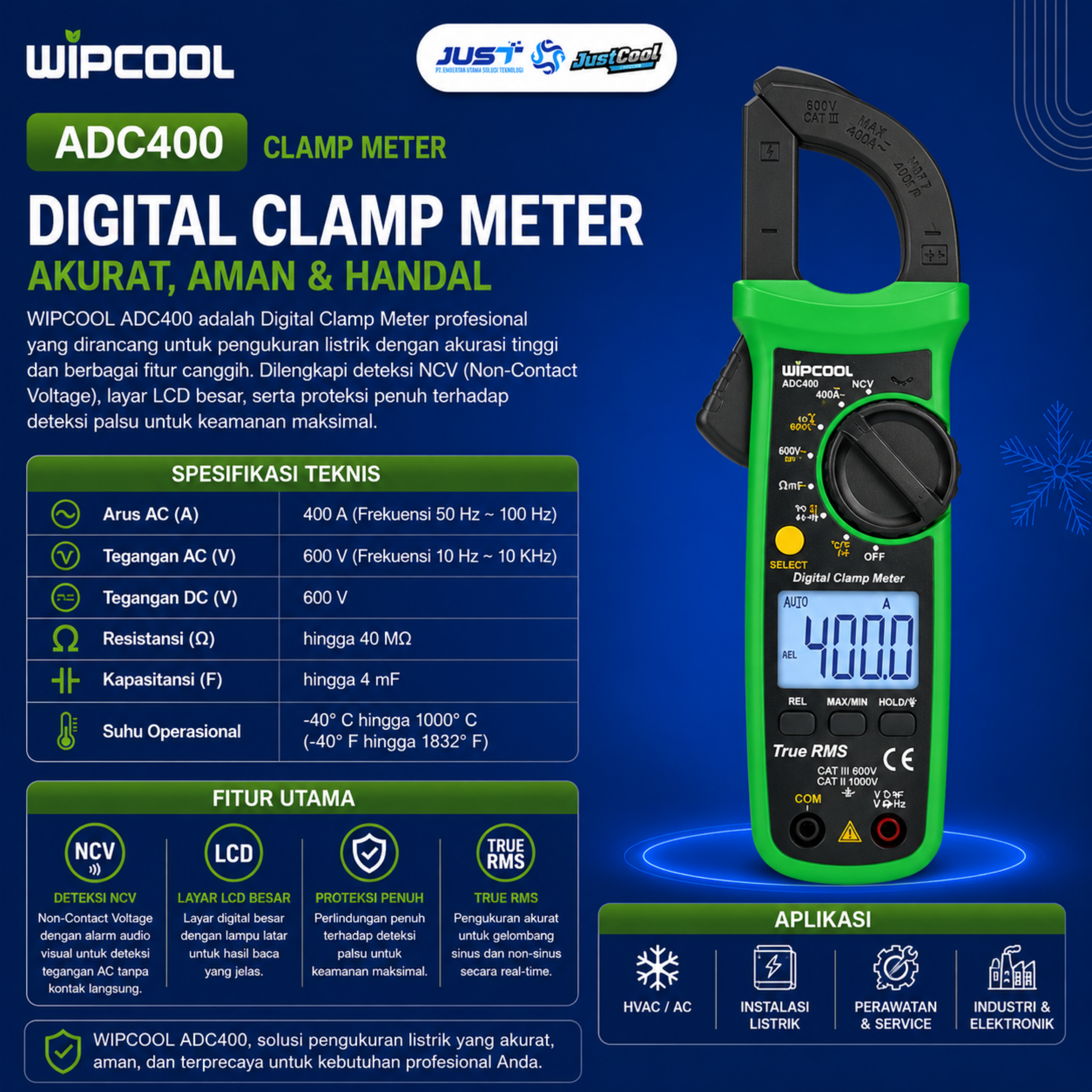 Wipcool Digital Clamp Meter  - Model ADC-400 2