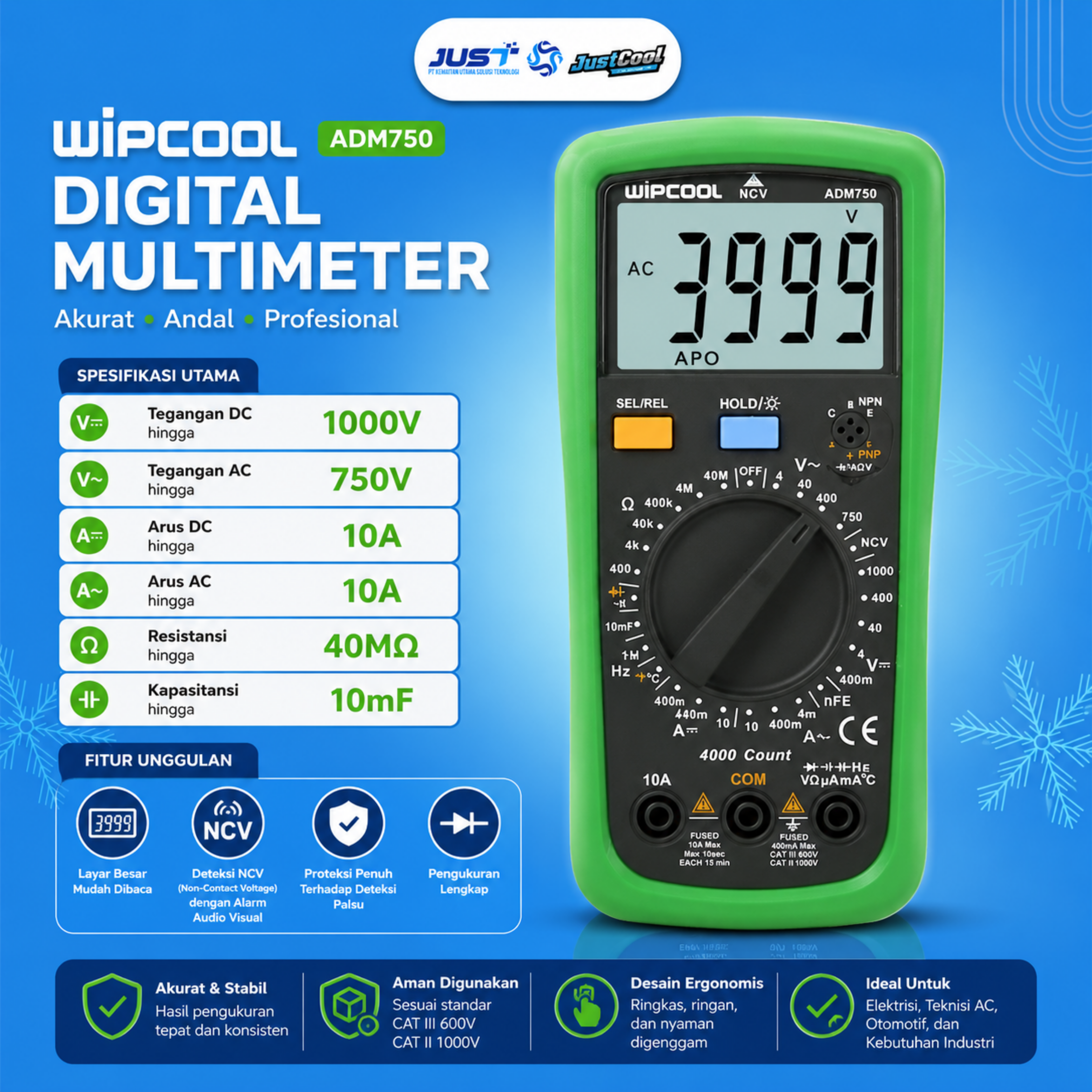 Wipcool Digital Multimeter - Model ADM-750 2