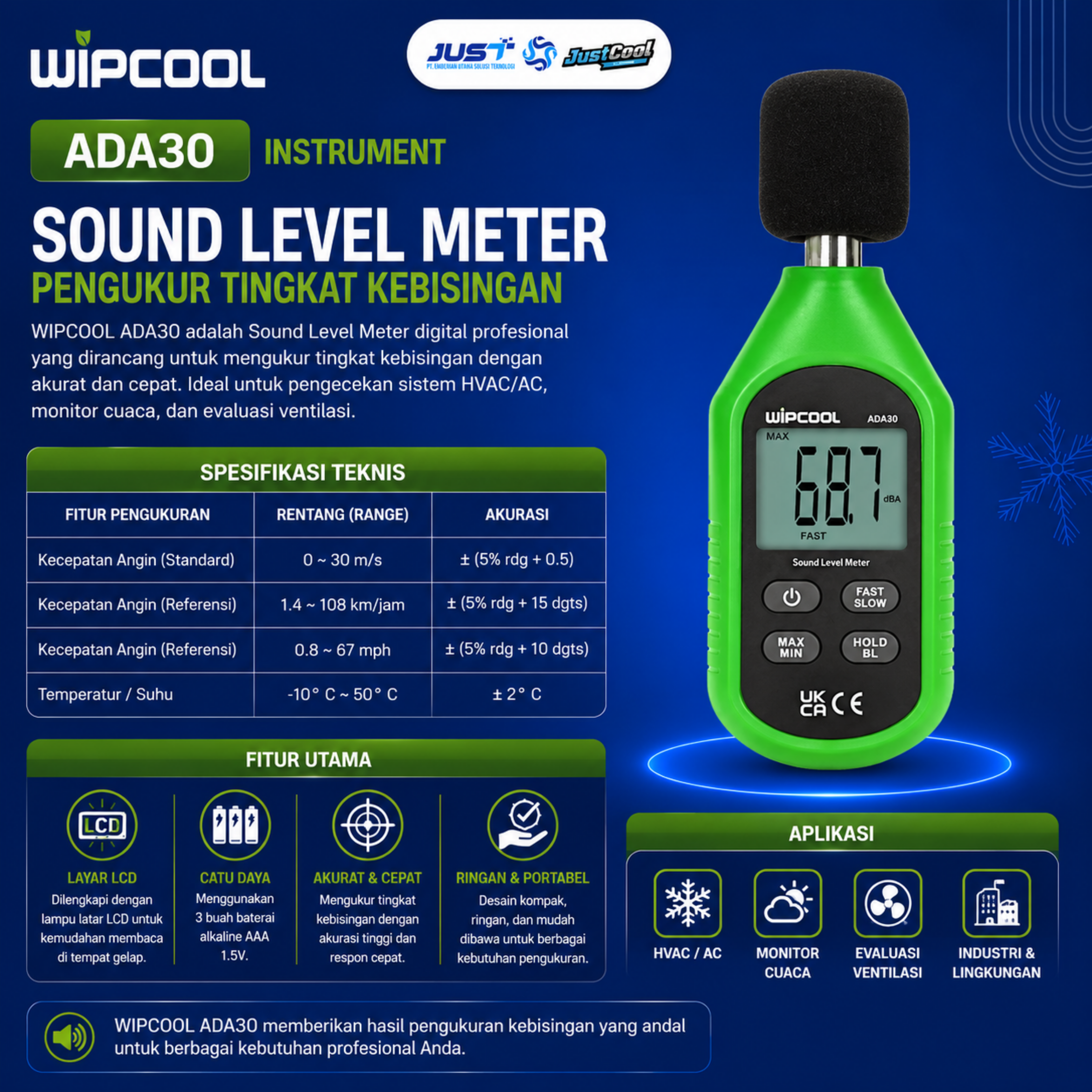 Wipcool Sound Level Meter 30 -140dB - Model ASM130 2