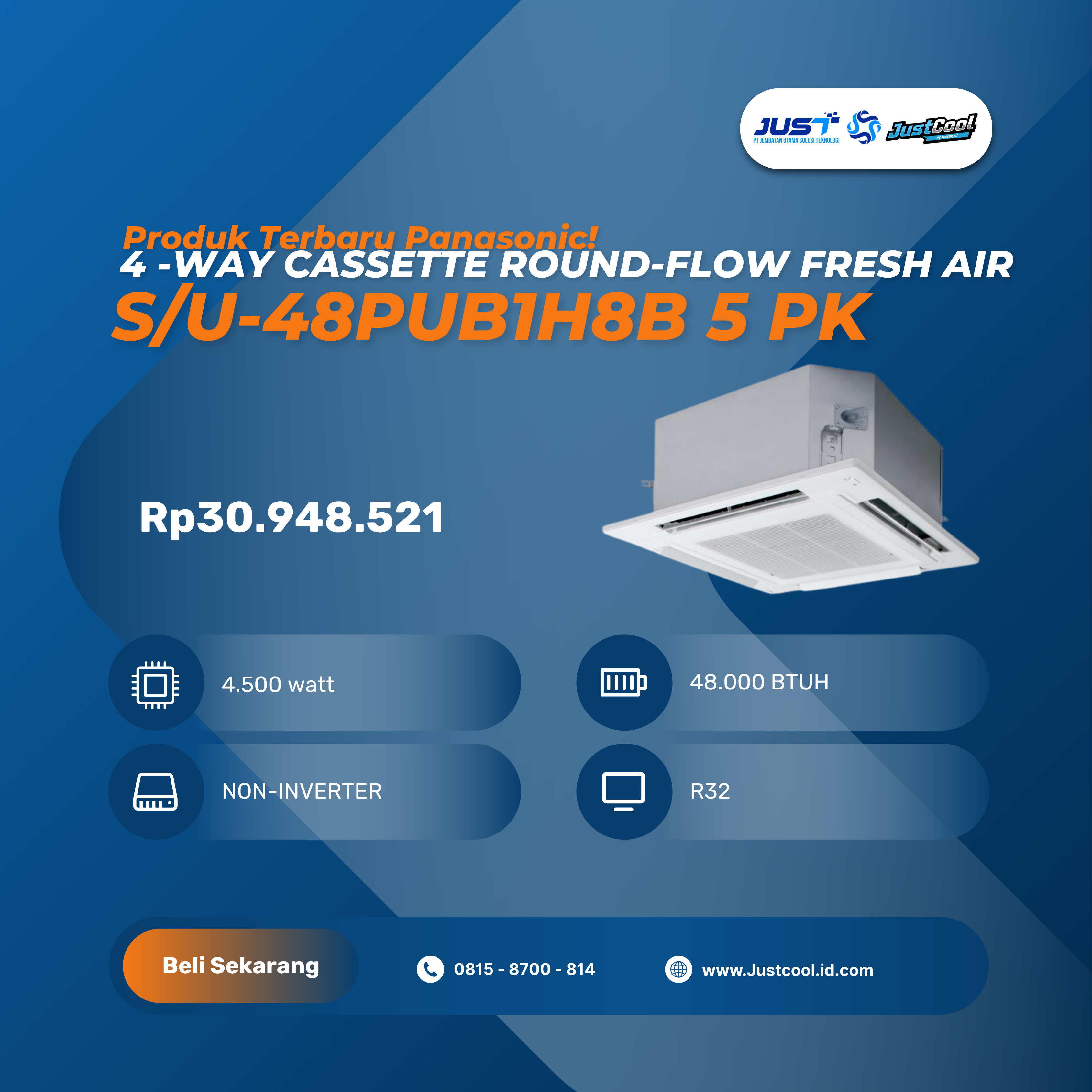 Panasonic 4-Way Cassette Round-Flow Fresh Air 5PK