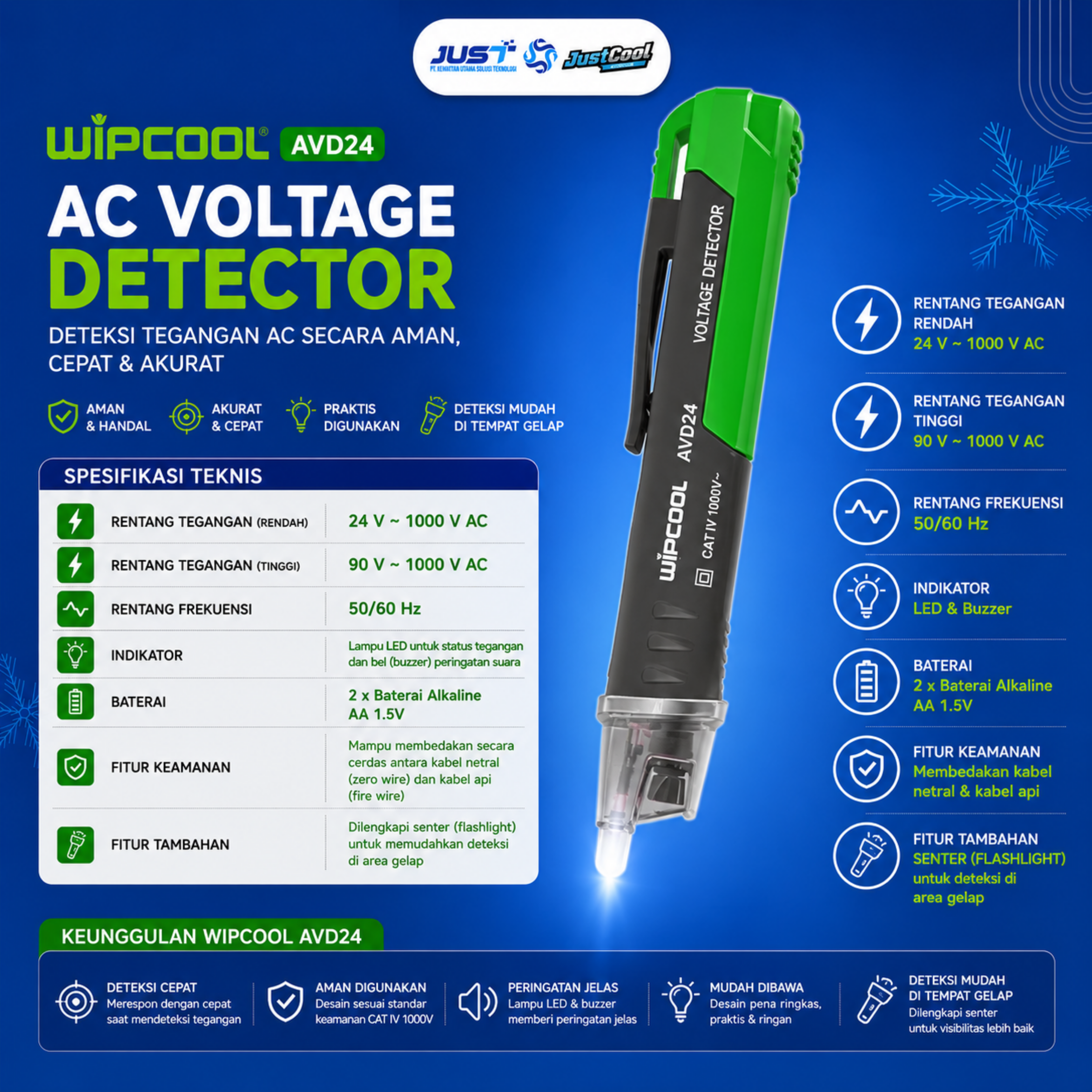 Wipcool AC Voltage Detector 24-1000v - Model AVD24 2