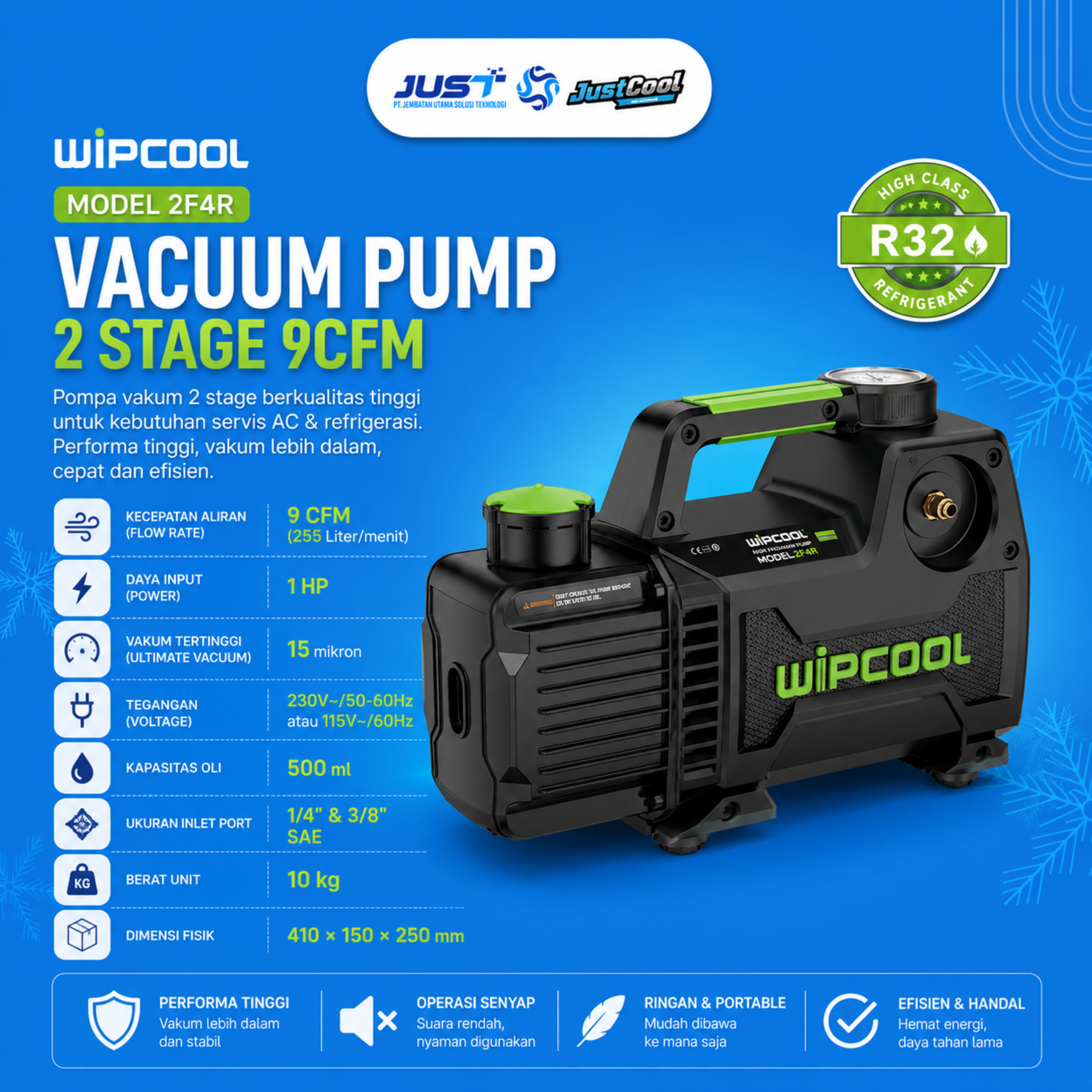 Wipcool Vacuum Pump 2 Stage 9CFM - Model 2F4R 2
