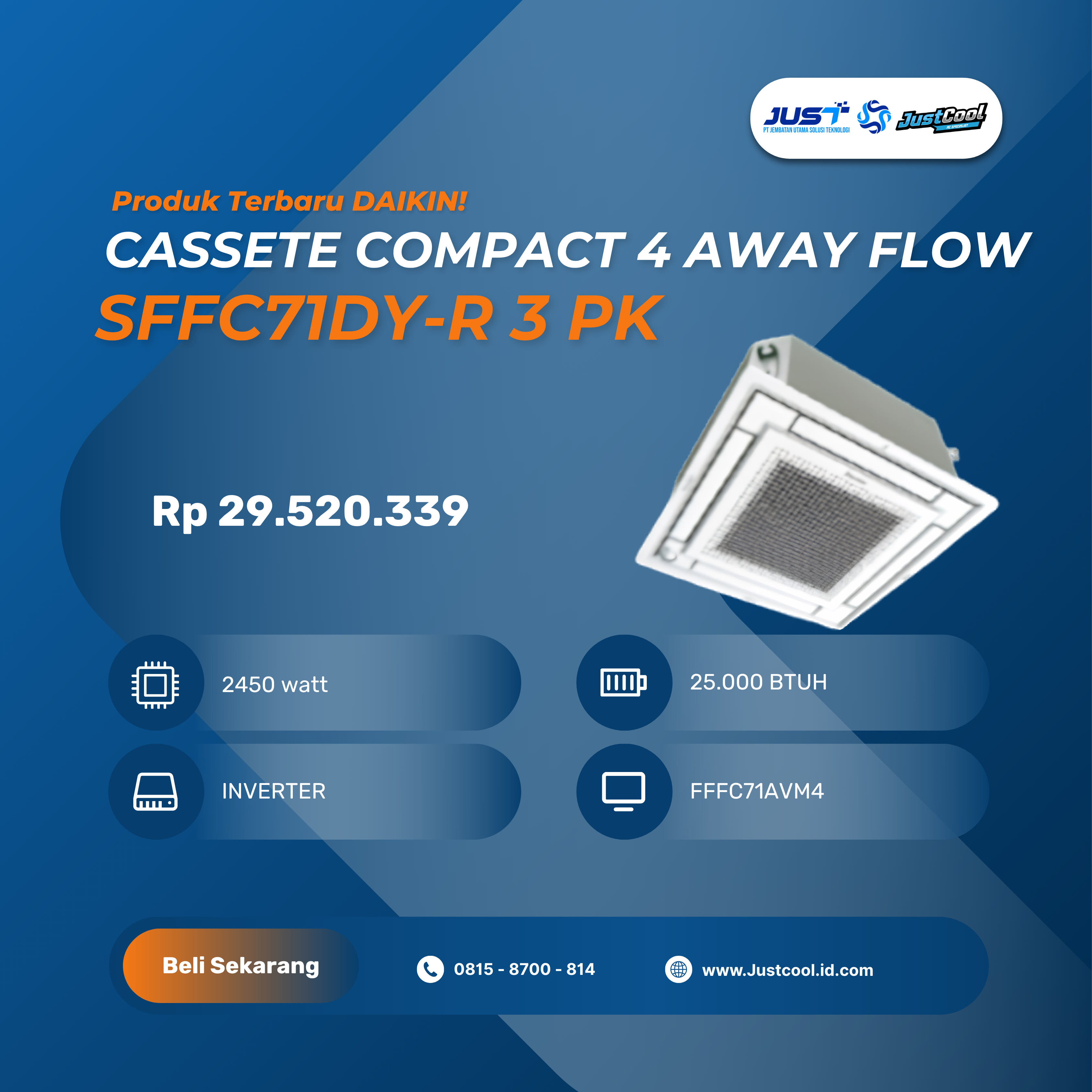 Daikin Cassette Compact 4 Away Flow SFFC71DY-R 3 PK