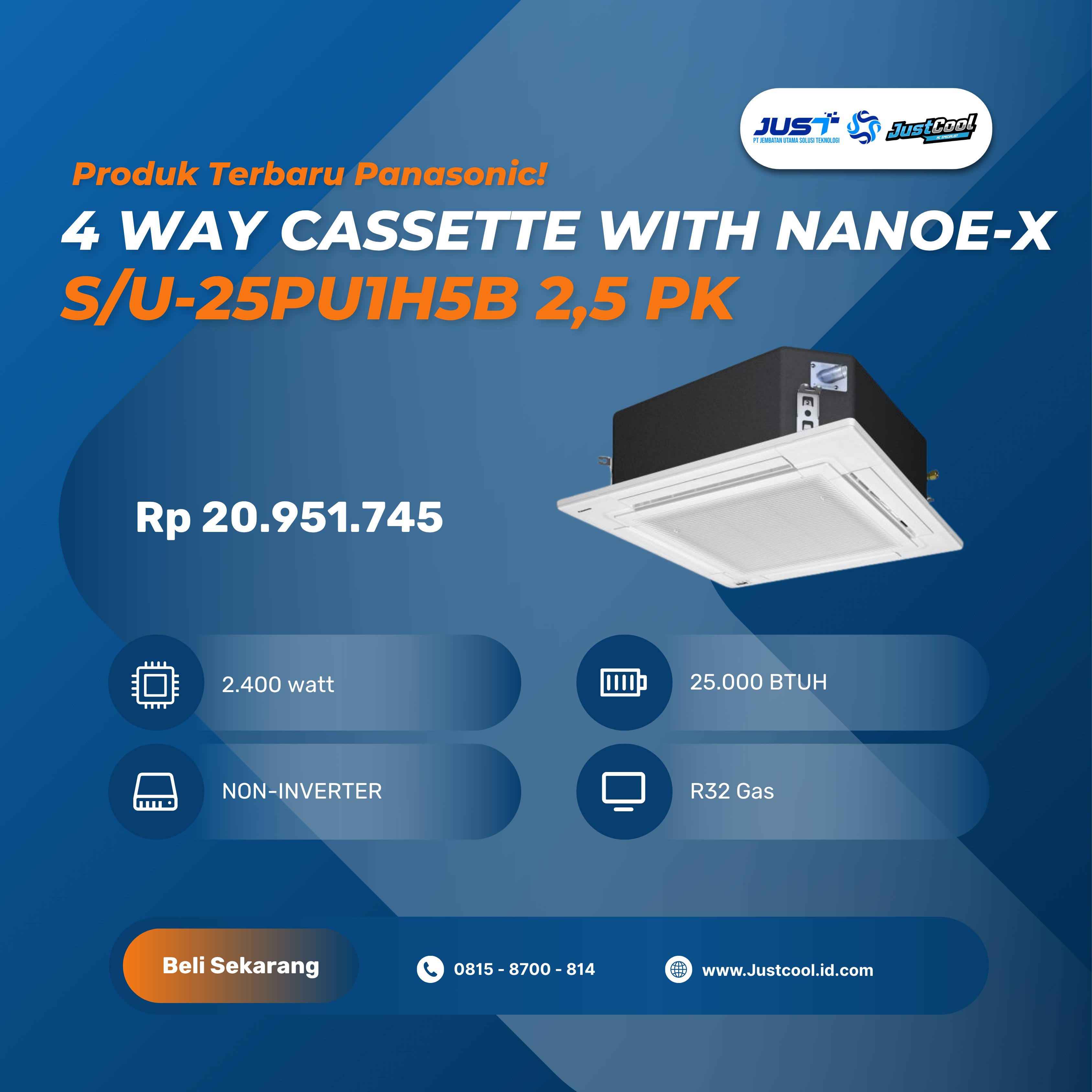 Panasonic 4-Way Cassette With Nanoe-X 2.5PK