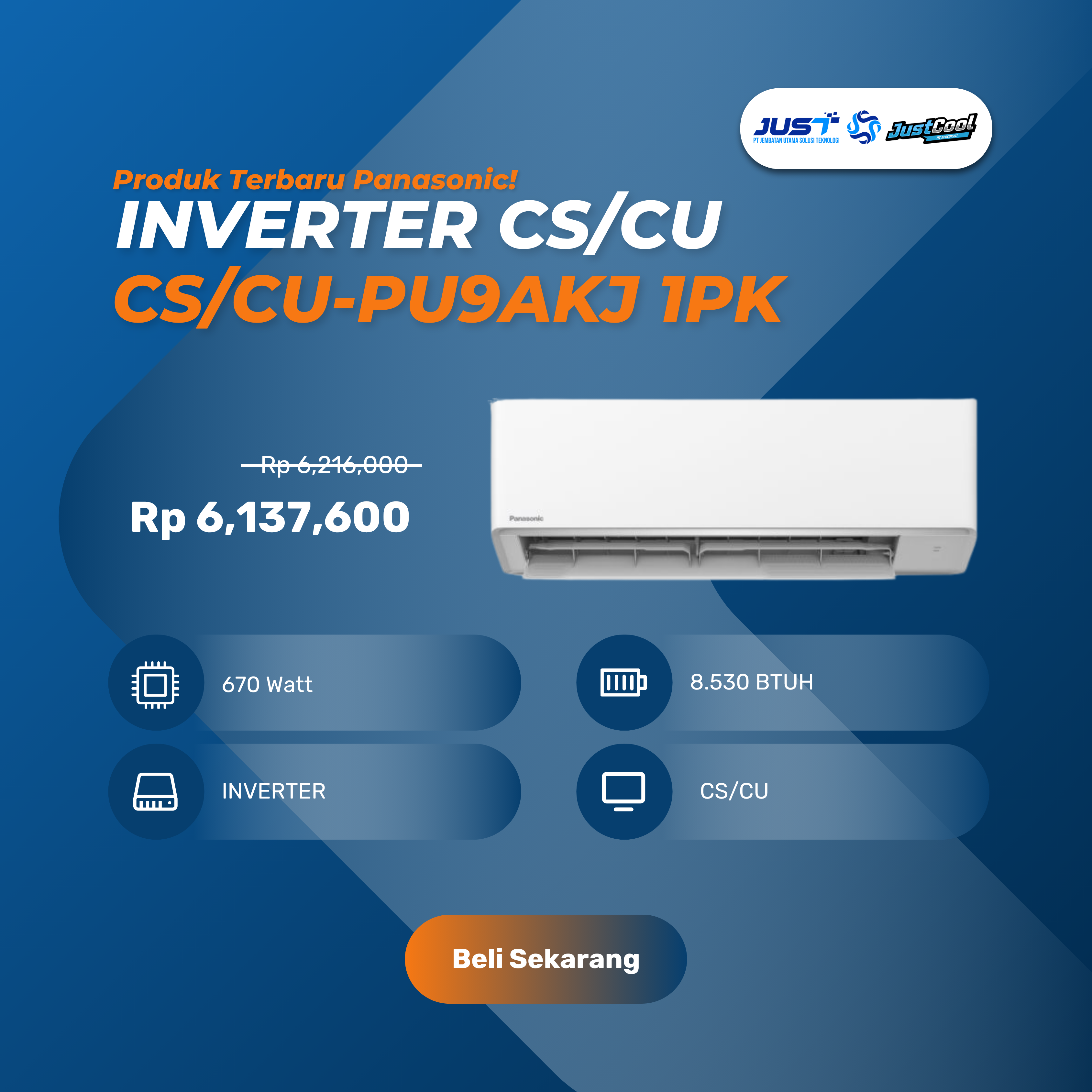 Panasonic Inverter CS/CU 1PK
